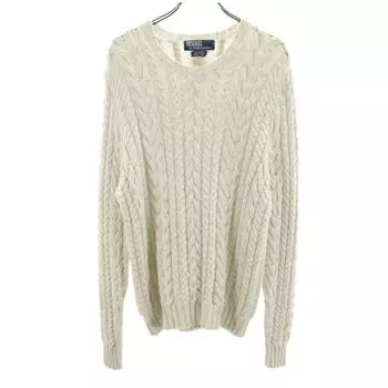 Polo by Ralph Lauren 90s Old Long sleeve hand knit M white Cable knit Men s Used