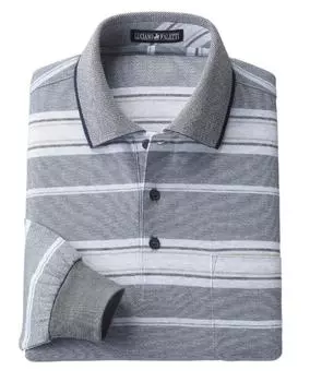 Polo Long Cotton Made in Blue [Little Island] Men s Shirt, Medium, Sleeve, Jacquard, Blend, Japan, Large, Stretch, Border, Cool, Father s, Tops, синий