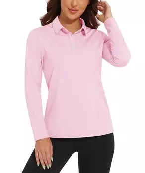 Polo Long Golf Long Sleeve UV Quick Active 2XL [KEFITEVD] Женская рубашка, Работа, Рукав, Рубашка, Солнцезащитный крем, Футболка, Защита, Впитывающий, Сушка, Носить, розовый