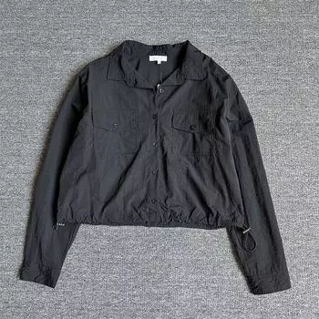 Polo Multi-Pocket Drawstring Waist Trimming Short Pants Parka 1 Black quick-drying short coat S