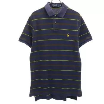 Поло от Ralph Lauren с узором в полоску, с коротким рукавом, приталенное, мужское, б/у