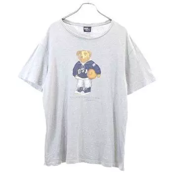 POLO RALPH LAUREN 90-е Футболка с коротким рукавом Polo Bear M серый Мужская Б/У