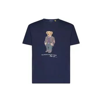Polo Ralph Lauren Animal Print Pullover Crew Neck Short Sleeve T Shirt Men T Shirts Navy-Blue 710854497-026 XXL