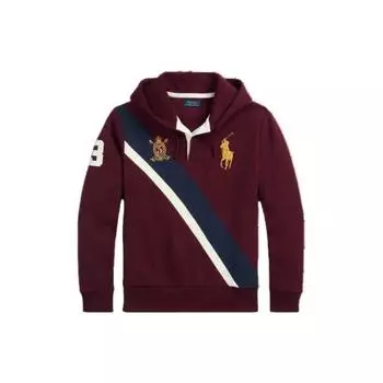 Polo Ralph Lauren Badge Stripe Number Print Hooded Pullover Long Sleeve Hooded Hooded Long Sleeve Hoody Hoody Men Hoody Red MNPOKNI16823-180 M
