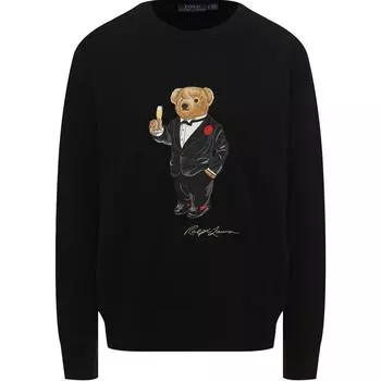Polo Ralph Lauren Bear Graphic Crewneck Long Sleeve Sweatshirt Women sweatshirt Black 211782886-001 XS
