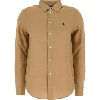 Polo Ralph Lauren Button Long Sleeve Solid Shirt Women Shirts Camel 211970730-005 L
