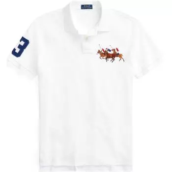 Polo Ralph Lauren Cartoon Pony Embroidered Slim Fit Polo Shirt Short Sleeve Polo Shirt Men tops White MNPOKNI1N821741 XXL