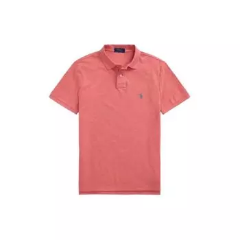 Поло Ralph Lauren Custom Slim Fit Сетчатое поло Однотонное Прямого кроя С коротким рукавом Поло Мужской верх Красный MNPOKNI1N822-797 M