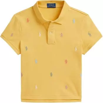 Polo Ralph Lauren Футболка поло FW25 с принтом, с коротким рукавом, вышивка «Маленький пони», желтая, детская, детские топы CWPOKNIG8020600-700 XL