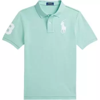 Polo Ralph Lauren Футболка поло с принтом логотипа в виде букв Прямой крой Короткий рукав Детские топы Сине-зеленый 323703635-110 L