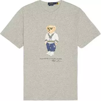 Polo Ralph Lauren Футболка с принтом, круглым вырезом и короткими рукавами, мужская, топы, серый 710973141-002 S