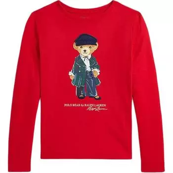 Polo Ralph Lauren Футболка с принтом логотипа «Мишка Тедди» с длинным рукавом Детские топы Красный 313952134-002 XL