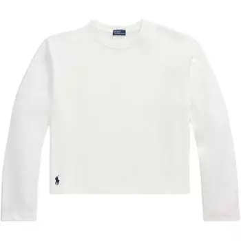 Polo Ralph Lauren Футболка женская с коротким рукавом, однотонная, вязаная, со спущенным плечом, белая WMPOKNINCU21057-100 M