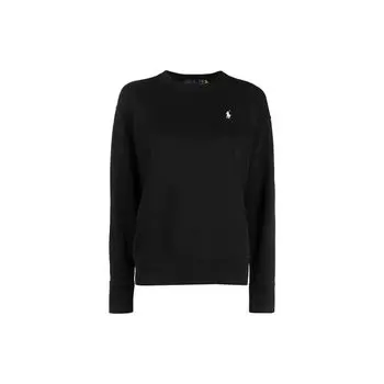 Polo Ralph Lauren FW21 Logo Solid Crewneck Sweatshirt Women sweatshirt Black 211794395-001 XS