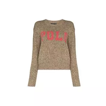 Polo Ralph Lauren FW21 Логотип Принт Круглый Вырез Женский свитер Коричневый 211815712-003 M