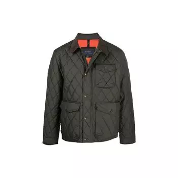 Polo Ralph Lauren FW21 Свободная однотонная однобортная стеганая куртка с длинным рукавом и воротником-поло Мужская куртка зеленая 710847071-001 S