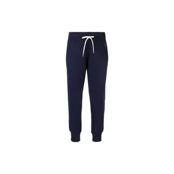 Polo Ralph Lauren FW21 Вышитый логотип, однотонные спортивные брюки длиной до щиколотки на шнурке, женские брюки синего цвета 211794397-003 XS