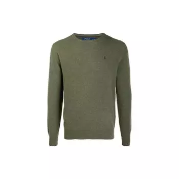 Polo Ralph Lauren FW21 вышитый логотип однотонный круглый вырез свитер мужской свитер зеленый 710667378-017 XS