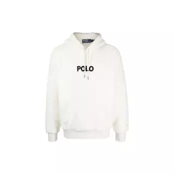 Polo Ralph Lauren FW22 Флисовый пуловер с вышитым логотипом Мужские толстовки с капюшоном Белый 710881757002 L