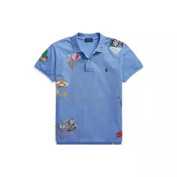 Polo Ralph Lauren FW22 Футболка-поло с вышитым логотипом и короткими рукавами, женские топы синего цвета WMPOKNINCU20523-400 XS
