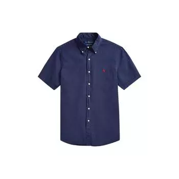 Polo Ralph Lauren FW22 Логотип Принт Прямая рубашка Мужские рубашки Синий MNPOWOV1N810114-B82 S