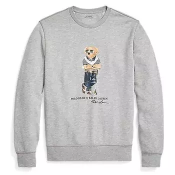 Polo Ralph Lauren FW22 Медвежий Принт Свитшот с Круглым Вырезом И Длинными Рукавами Мужская Толстовка Серый MNPOKNI16822128-020 S