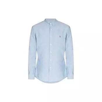 Polo Ralph Lauren FW22 Однобортная рубашка с длинным рукавом и вышитым логотипом Мужские рубашки Синий 7105490840-070 XL