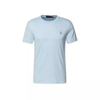 Polo Ralph Lauren FW22 Однотонная футболка с логотипом, круглым вырезом и коротким рукавом, мужская, футболки, светло-голубая, MNPOTSH1N821139-400 M