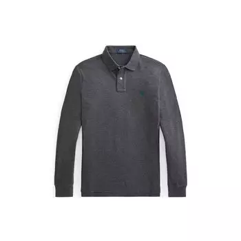 Polo Ralph Lauren FW22 Однотонная рубашка поло с длинным рукавом и вышитым логотипом Мужские топы Серый MNPOKNI16821189-020 XS