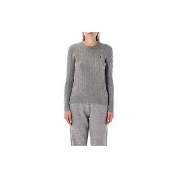 Polo Ralph Lauren Fw22 Однотонный свитер из шерсти в рубчик с длинным рукавом Женский свитер Серый 211875831-008 M