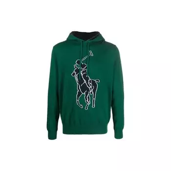 Polo Ralph Lauren FW22 Pattern Logo Printed Loose Casual Long Sleeve Hoodie Men Hoodies Forest-Green 710878463-001 M