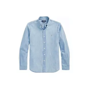 Polo Ralph Lauren FW22 Solid Logo Embroidered Polo Shirt Men Shirts Blue MNPOWOV16820203-400 L