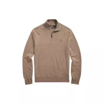 Polo Ralph Lauren FW22 Solid Logo Embroidered Half Zip Knit Свитер мужской свитер Коричневый MNPOSWE16821080-200 XXL