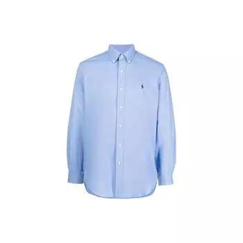 Polo Ralph Lauren Fw22 Solid Logo Вышитая рубашка поло Мужские рубашки Небесно-голубой 710867364-003 XXL
