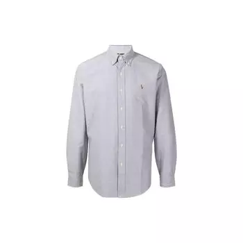 Polo Ralph Lauren FW22 Solid Logo Вышитая рубашка на пуговицах с длинным рукавом Мужские рубашки Серый 710795462005SLATE L