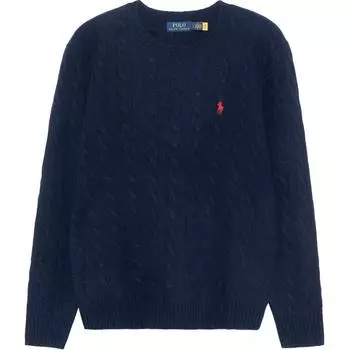 Polo Ralph Lauren FW22 сплошной логотип вышитый косами кашемировый свитер мужской свитер темно-синий 710876762-002 S