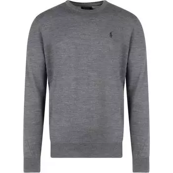 Polo Ralph Lauren FW22 сплошной логотип вышитый круглый вырез свитер мужской свитер серый 710876846-006 S