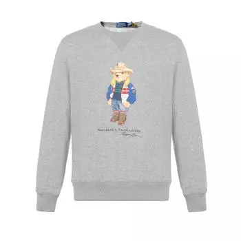 Polo Ralph Lauren FW22 Teddy Bear Letter Print Crewneck Sweatshirt Men Sweatshirt Light-Grey 710853308-018 XXL