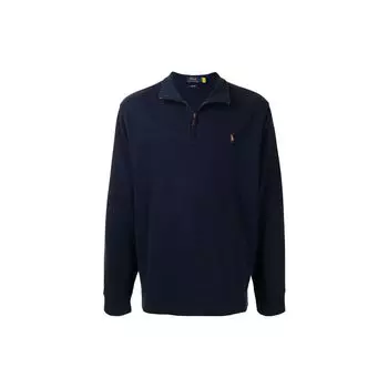 Polo Ralph Lauren FW22 Вышитый логотип с высоким воротом и полумолнией, длинный рукав, мужская толстовка, темно-синяя 710671929-029 XXL