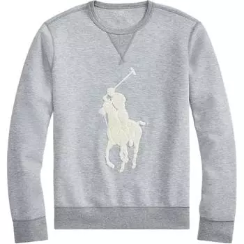 Polo Ralph Lauren FW23 Big Pony Pattern Velour Вышитый круглый вырез с длинным рукавом Толстовка Мужская толстовка Серый MNPOKNI16820035-020 S