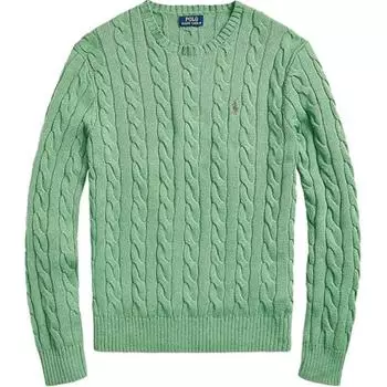 Polo Ralph Lauren FW23 Маленький Пони Логотип Вышитый Круглый Вырез Трикотажный Свитер Мужской Свитер Светло-Зеленый MNPOSWE16810290-D08 M