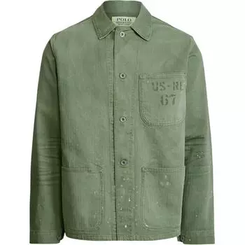 Polo Ralph Lauren FW23 однотонная куртка с заостренным воротником и узором «гусиная лапка» с длинными рукавами Мужские куртки цвета милитари-зеленый MNPOOTW16020752-300 XS