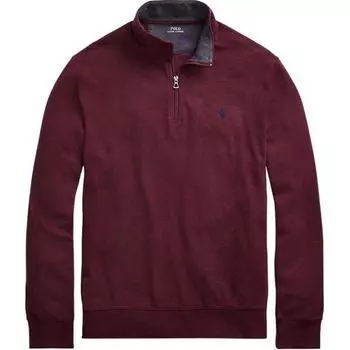 Polo Ralph Lauren FW23 Однотонный логотип с вышитым воротником-стойкой, длинный рукав, толстовка мужская, бордовая 710812963-040 M