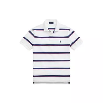 Polo Ralph Lauren FW23 Поло с коротким рукавом, вышитым логотипом, в полоску, с цветными блоками, унисекс, белое MNPOKNI1N822475-100 XXL