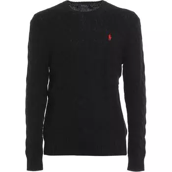 Polo Ralph Lauren FW23 Pony Logo Вышитый круглый вырез свитер мужской свитер черный MNPOSWE16820154-001 XS