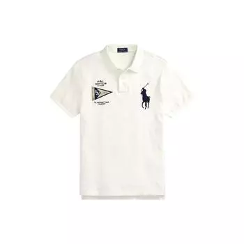 Polo Ralph Lauren FW23 Рубашка поло с коротким рукавом с принтом логотипа животного Мужской верх Белый 710910565-003 XL