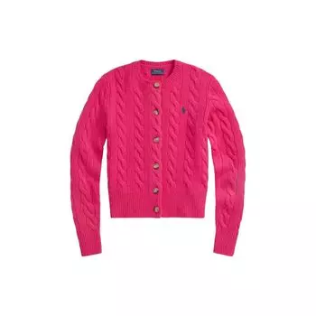Polo Ralph Lauren FW23 сплошной логотип пони вышитый круглый вырез длинный рукав вязаный свитер женский свитер розовый WMPOSWENDW20196-651 XS