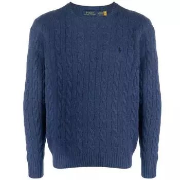 Polo Ralph Lauren FW23 сплошной логотип вышитый косами свитер мужской свитер темно-синий 710876762-017 XXL