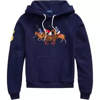 Polo Ralph Lauren FW23 Три пони вышитый узор длинный рукав флисовая толстовка женские толстовки темно-синие WMPOKNINFB20013-410 XS