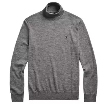 Polo Ralph Lauren FW23 Вязаный свитер с высоким воротником и вышивкой логотипа Pony Мужской свитер Серый MNPOSWE16820949-020 M